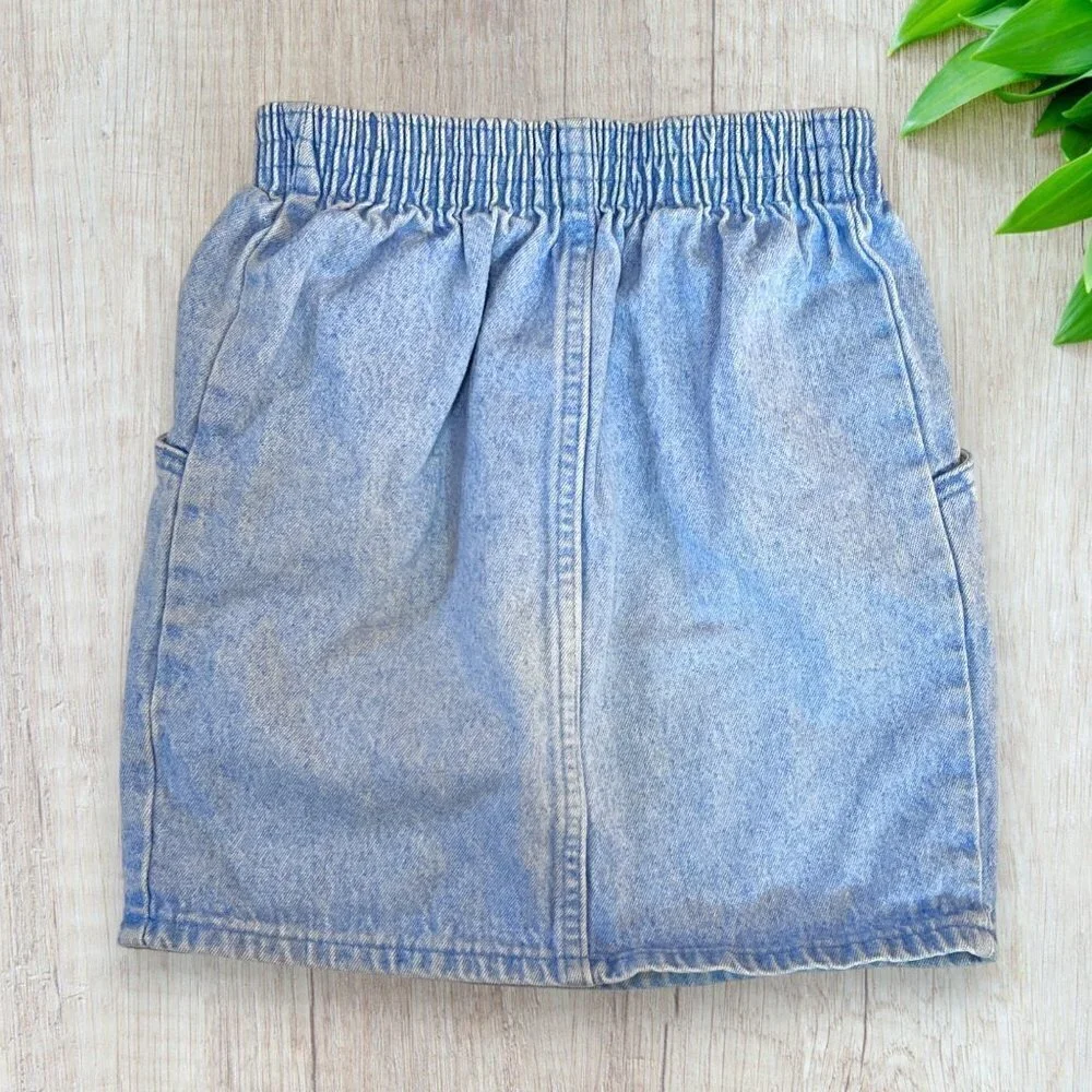 OshKosh Vintage 90s Y2K Denim Jeans Flat Front Elastic Waist Skirt Girls 6